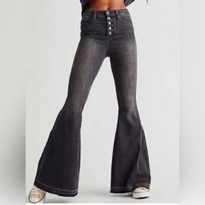 We The Free Charcoal Wide Leg Jeans